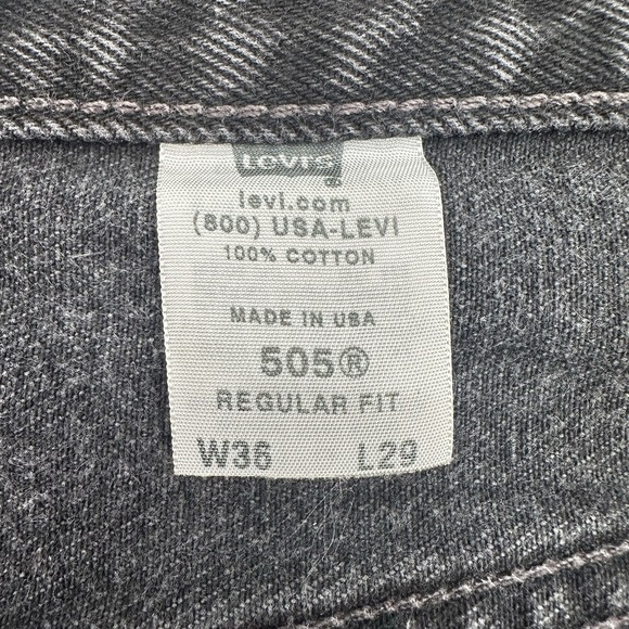 Vintage Levis 505 Regular Fit Jeans Men's‎ 36x29 Washed Black USA Made 2003 Y2K - Picture 4 of 12